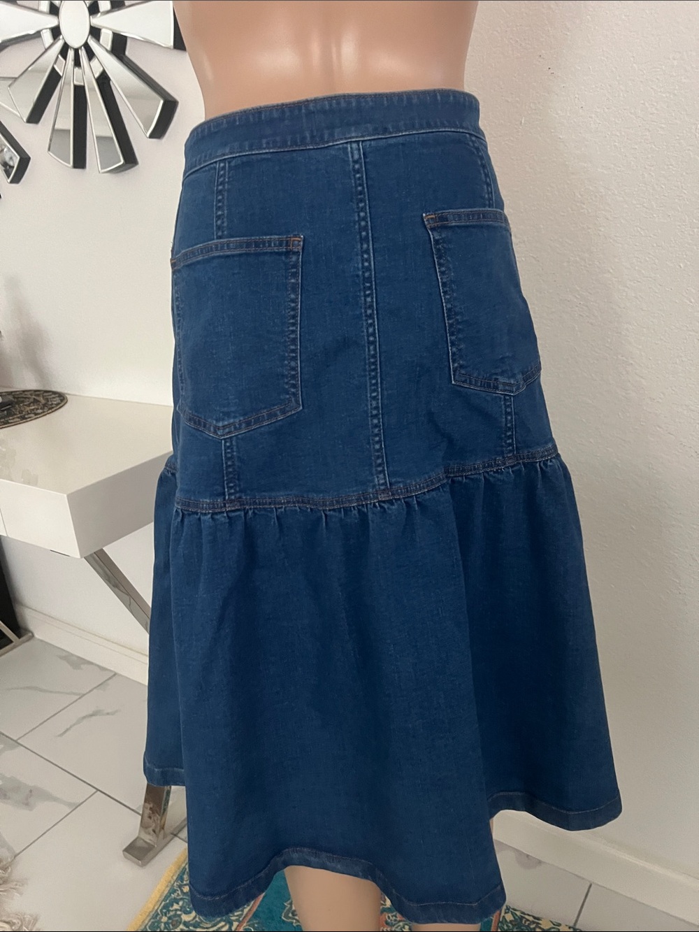 Madewell women’s jean Dark Blue Button-Front Denim Midi Skirt size 29 - Picture 6 of 16